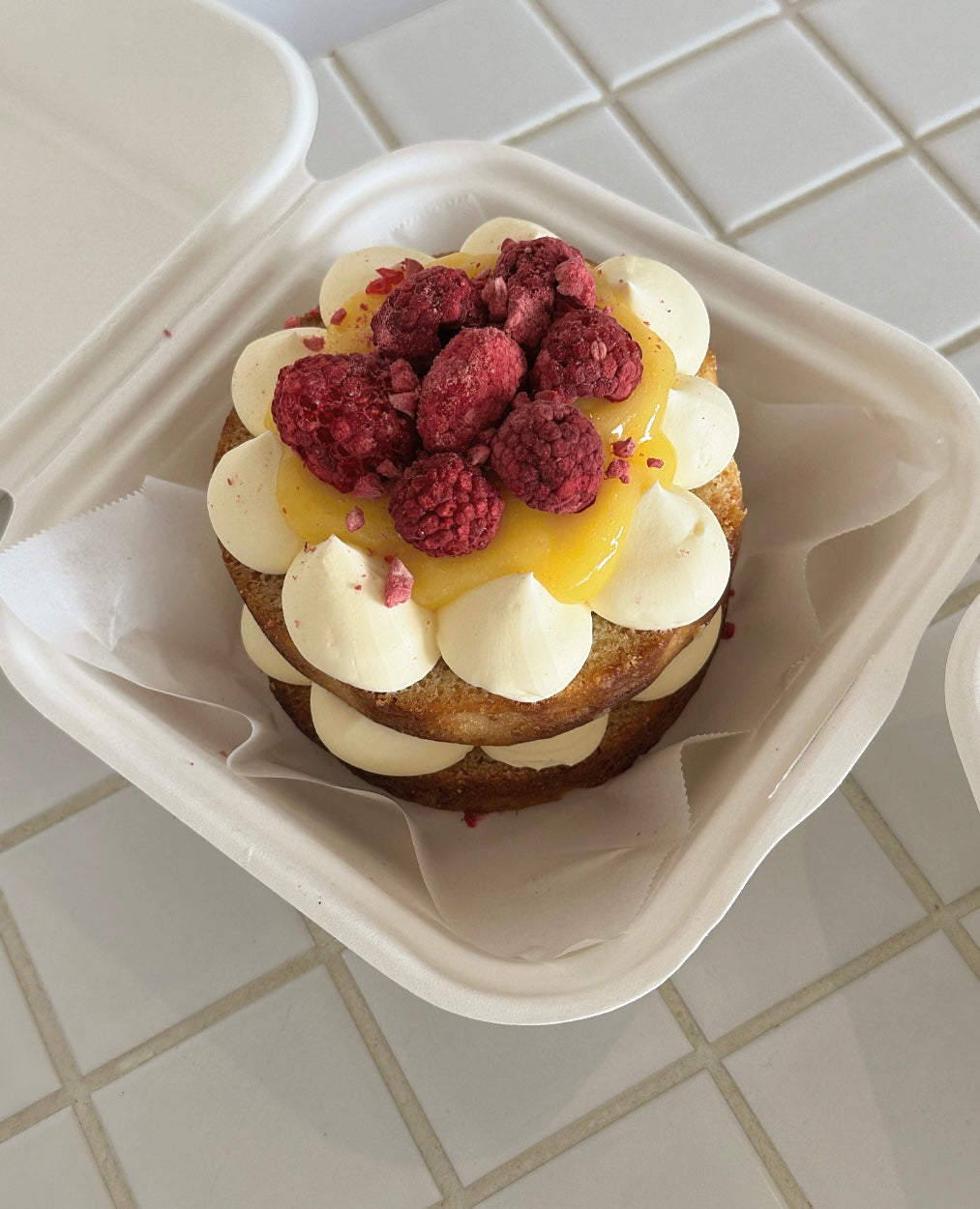 Mini White Choc Rasp Lemon Cake