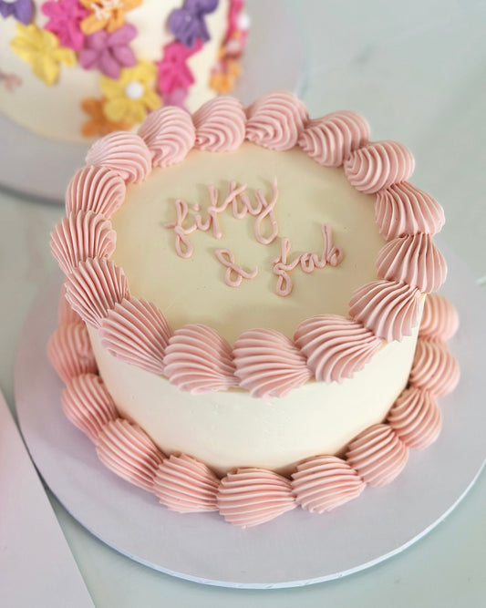 Retro Text Round Cake - Simple