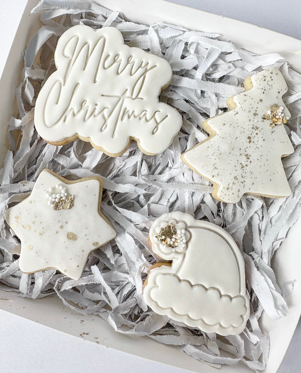 Christmas Cookie Box - White and Gold